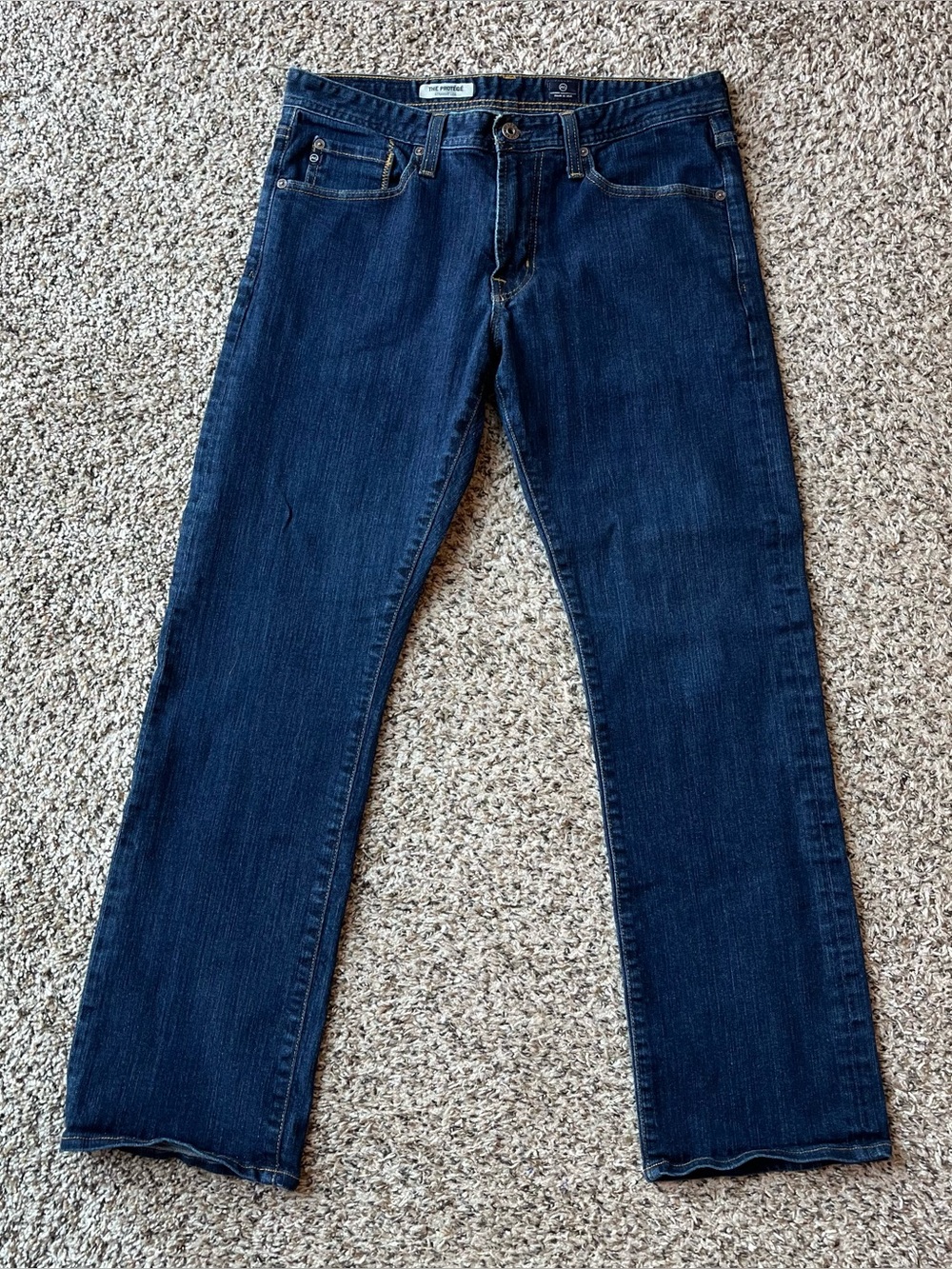 AG Adriano Goldschmied The Protege mid rise straight leg dark wash denim 33x30